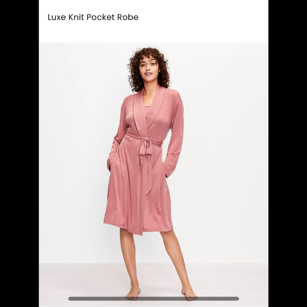 Loft Luxe Knit Pocket Robe in Pink